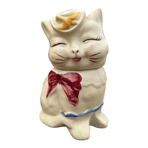 Vintage 1940’s Ceramic and Hand Painted Puss-n-Boots Cookie Jar