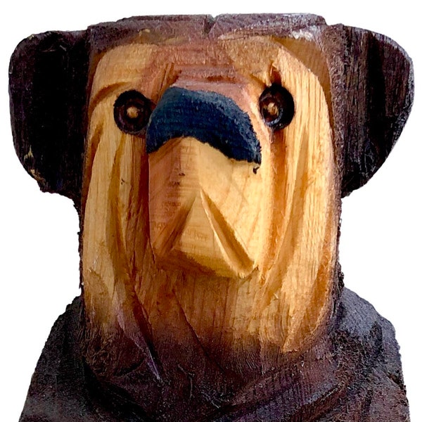 Chainsaw Carved Wooden Grumpy Bear and Finished with an Outdoor Polyurethane | Cabin Decor | Woodsy Decor