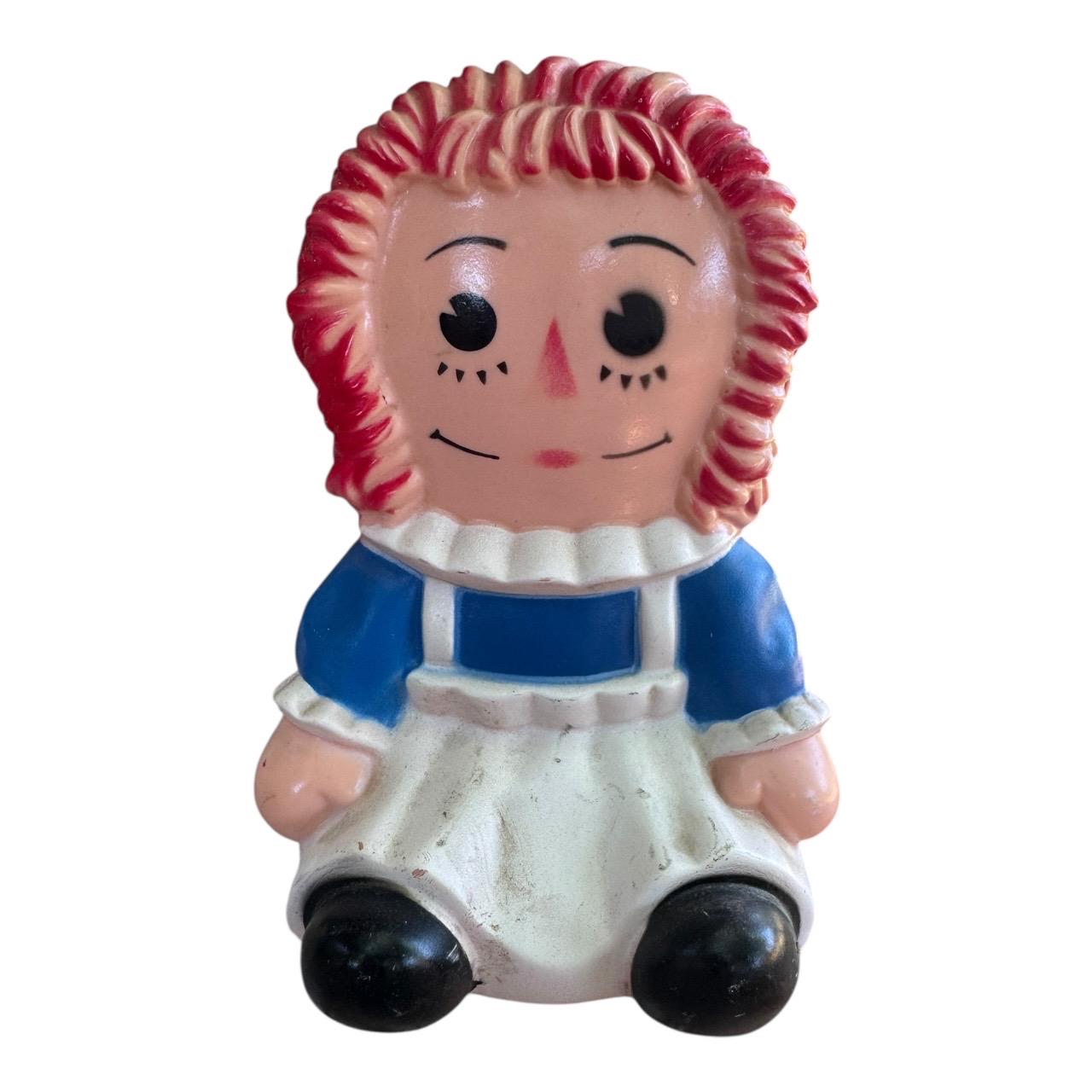 【USA vintage】Raggedy Ann Music Coin Bank Raggedy Ann Vinyl Piggy Bank Coin Bank Vintage My Toy Co