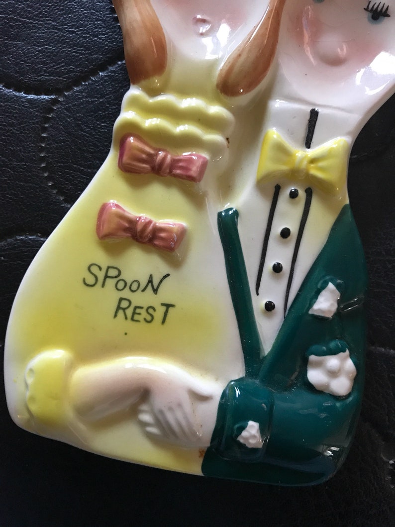 1560 Featuring Man and Woman Vintage 1960\u2019s Lefton Ceramic Double Spoon Rest No