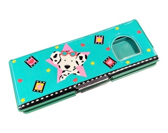 Vintage 1992 Spottie Dottie Pencil Case: Turquoise & Pink Patent Leather