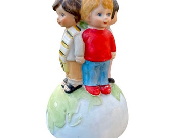 Vintage 1985 Porcelain, Children of the World, USA For Africa, Brockman Music Box