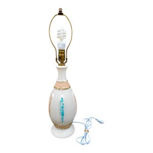 Vintage 1960’s Mid Century Modern, Pastel and Cream, Beige, Turquoise, Gold and Blush Pink Ceramic Table Lamp, Rewired and Works