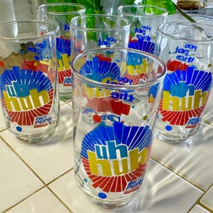 Set of Six, Vintage 1980’s Diet Pepsi, “Uh-Huh You Got The Right One Baby,” Drinking Glasses, Promotional/Advertising Items