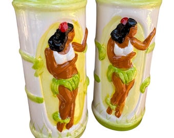 Vintage Tikis Grill & Bar Ceramic Tiki Mugs: Hula Girl Decor (Set of 2)