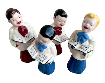 Four Vintage 1950’s/60’s Christmas Choir Boy Figurines | Mid Century Christmas Decor| Choir, Alter Boy Figurines