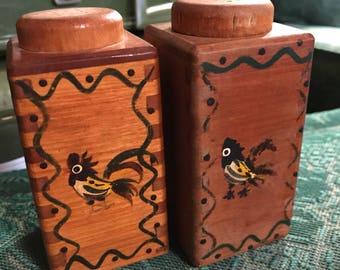 1950's Vintage Wooden Salt and Pepper Shakers