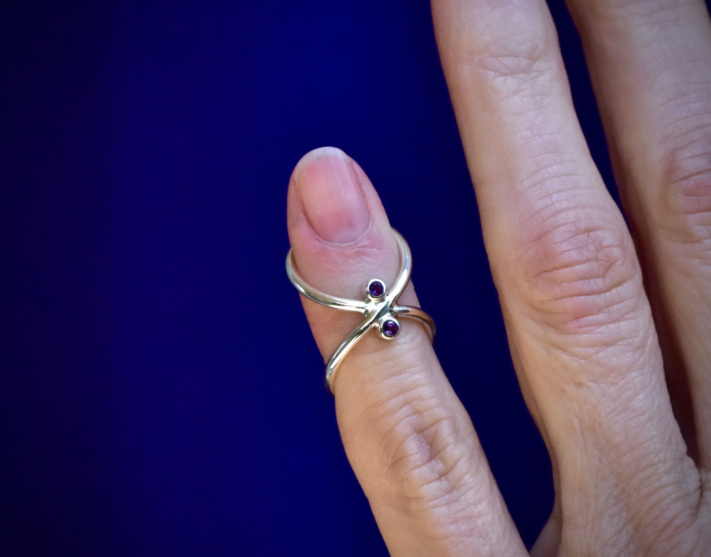 Classic Infinity With Two Gemstones #16 - Custom Made Sterling Silver ...
