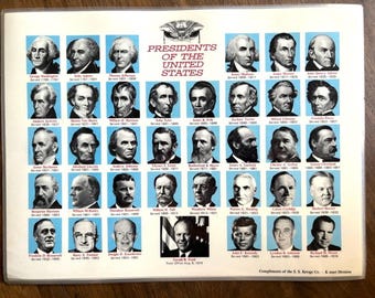 Vintage Kmart Vinyl Laminated Presidential Placemats American US Presidents Set of 4