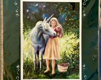 Mishell Swartwout Whisper's Treat 192 of 950 Fairy Unicorn Fantasy Art Print Matted Signed
