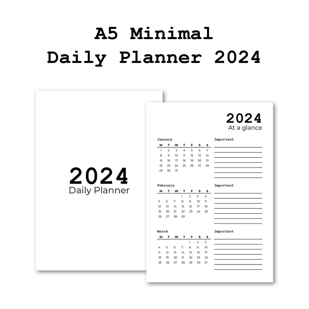 Minimalist Daily Planner A5 //dated 2024 // Digital Download Etsy