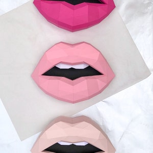 Set of 3 | Makeup Wall Art | Lips Wall Art | Dentist Gift | | Lip Art | Studio Decor | Gift For Makeup Artis | Paper Lips | Salon Decor