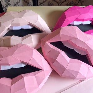 Set of 5 Paper Lips| Makeup Wall Art | Lips Wall Art | Dentist Gift | Lip Art | Gift For Makeup Artis | Paper Lips | Salon Decor