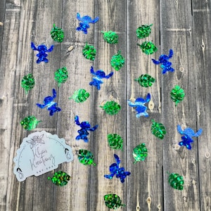 Blue alien and tropical leaf mix confetti glitter/ Perfect for snow globe tumblers / table scatter / waterproof