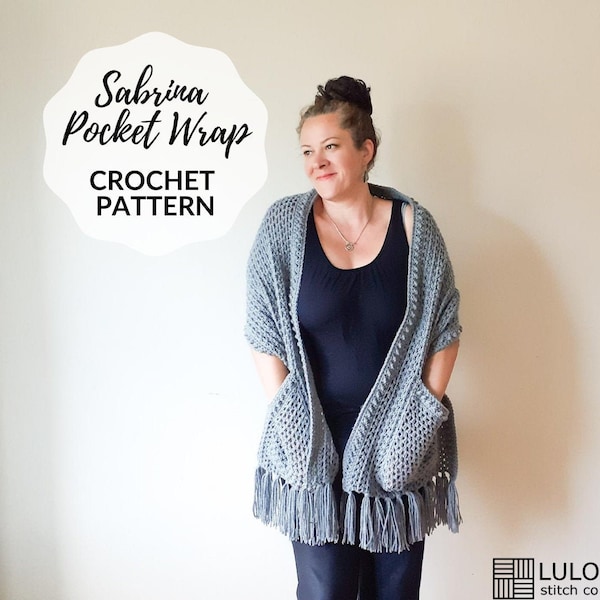 Crochet Pocket Wrap, Crochet Pocket Shawl, Scarf - CROCHET PATTERN