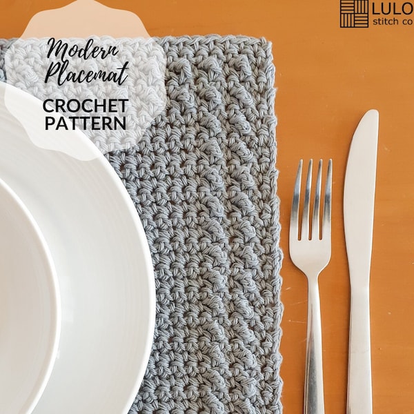 Modern Crochet Placemat "Brookside" - CROCHET PATTERN