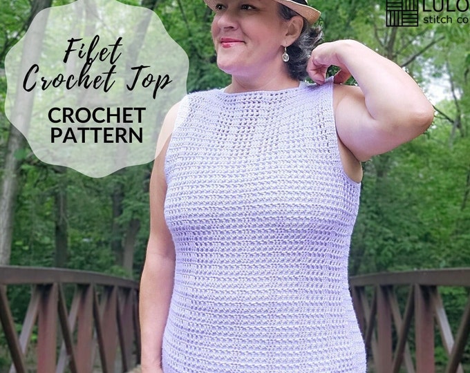Filet Crochet Tank Top Pattern: Wenonah Summer Top (digital Download ...