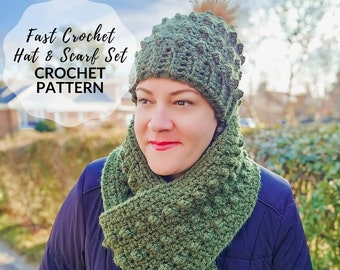 Fast Crochet Hat & Scarf "Sherwood" - CROCHET PATTERN