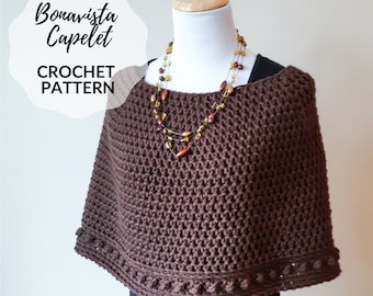 Chunky Crochet Capelet Poncho (Bonavista) - CROCHET PATTERN