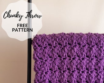 Chunky Crochet Throw Blanket, Pretty Crochet Throw "Andrea" - CROCHET PATTERN