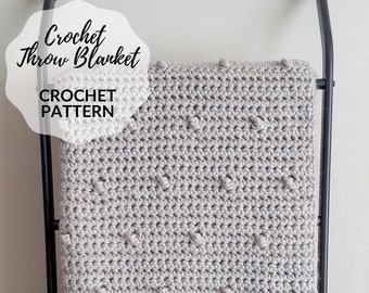 Modern Crochet Throw Blanket, Easy Chunky Crochet Lap Throw "Charlotte" - CROCHET PATTERN