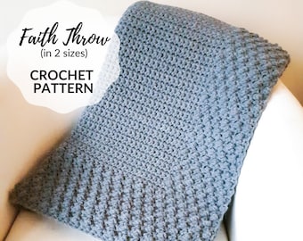 Easy Crochet Throw Blanket, Chunky Crochet Lapghan, Fast Crochet Throw Blanket (2 sizes) &quot;Faith Throw&quot;