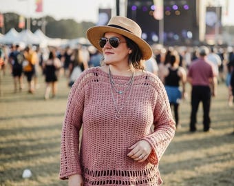 Easy Boho Crochet Sweater Pattern, Size-Inclusive Plus Size Crochet Pullover, Airy Jumper Digital Download