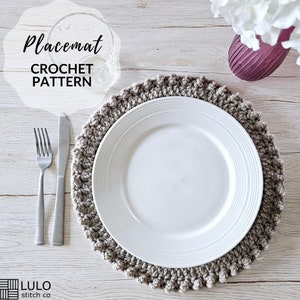 Crochet Placemat Pattern - Round Crochet Placemat - Boho Placemat - Easy Placemat Crochet Pattern