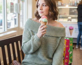 Crochet Bardot Sweater Pattern: Off-The-Shoulder Top (Digital Download)