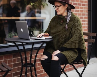 Easy Pullover Poncho "Chinook" - CROCHET PATTERN