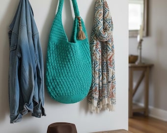 Boho Crochet Tote Bag Pattern, Hobo Style (PDF Pattern)