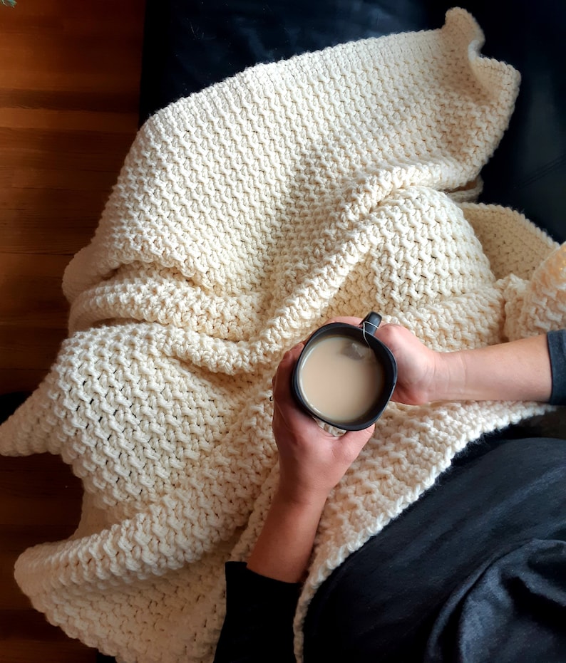 Chunky Crochet Blanket The Sunday Throw CROCHET PATTERN image 3