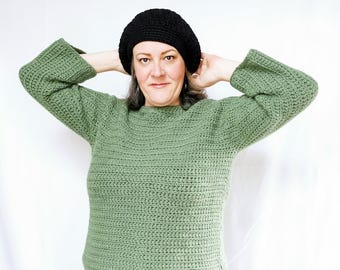 Cozy Pullover Crochet Sweater "Susan" - CROCHET PATTERN