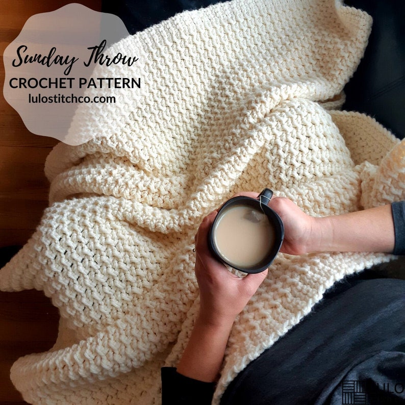Chunky Crochet Blanket The Sunday Throw CROCHET PATTERN image 1