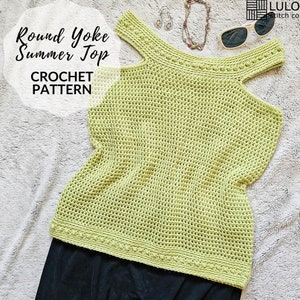 Summer Top Crochet Pattern, Crochet Tank Top, Crochet Shirt Pattern PDF, DIY Crochet Top, Round Yoke Crochet Pattern