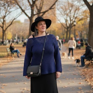 Off the Shoulder Crochet Sweater Pattern, Lacy Boho Pullover XS-5XL (Digital PDF)