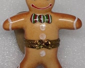 Vintage Porcelain Limoges France Gingerbread man trinket box