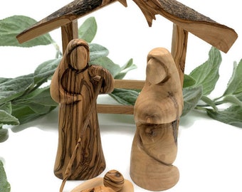 Wooden Nativity Set, Holy Land Olive Wood Nativity Scene, Nativity Christmas Tree Decoration, Rustic Holiday décor, Holiday Gift for Family