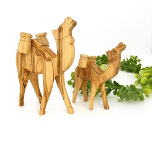 Handcrafted Olive Wood Camel Figurine for Christmas Decor , Nativity Animals , Wooden Camel Gift for Christmas