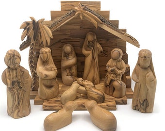 Nativity Set Handmade , Wooden Manger Scene Nativity for Christmas Decorations , Nativity Scene Set , Olive Wood Nativity Gift Holy Land