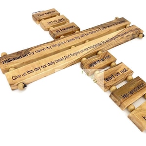 Our Father The Lords Prayer Cross For Wall Décor , Wooden Wall Crucifix Catholic , Large Cross Wall Hanging ,Olive Wood Cross ,Family Gifts