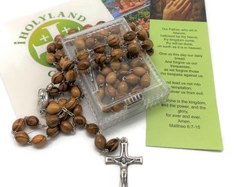 Olive Wood Rosary Beads: Holy Land Soil, Catholic Gift