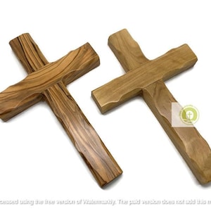 Cruz de madera de olivo de Tierra Santa, cruz de madera para colgar en la pared, cruz de confirmación, regalo de cruz de bautismo, cruces de madera hechas a mano