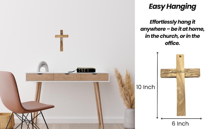 Olive Wood Cross in Small, Medium and large Hand Carved in the Holy Land