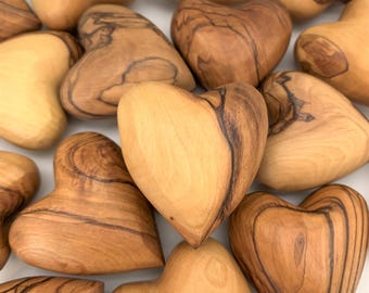 Olive Wood Heart , Comfort Pocket Heart Gift , Anniversary Gift , Wooden Hearts Personalized, 3D Heart Figures, Valentine's Day Gift for Her