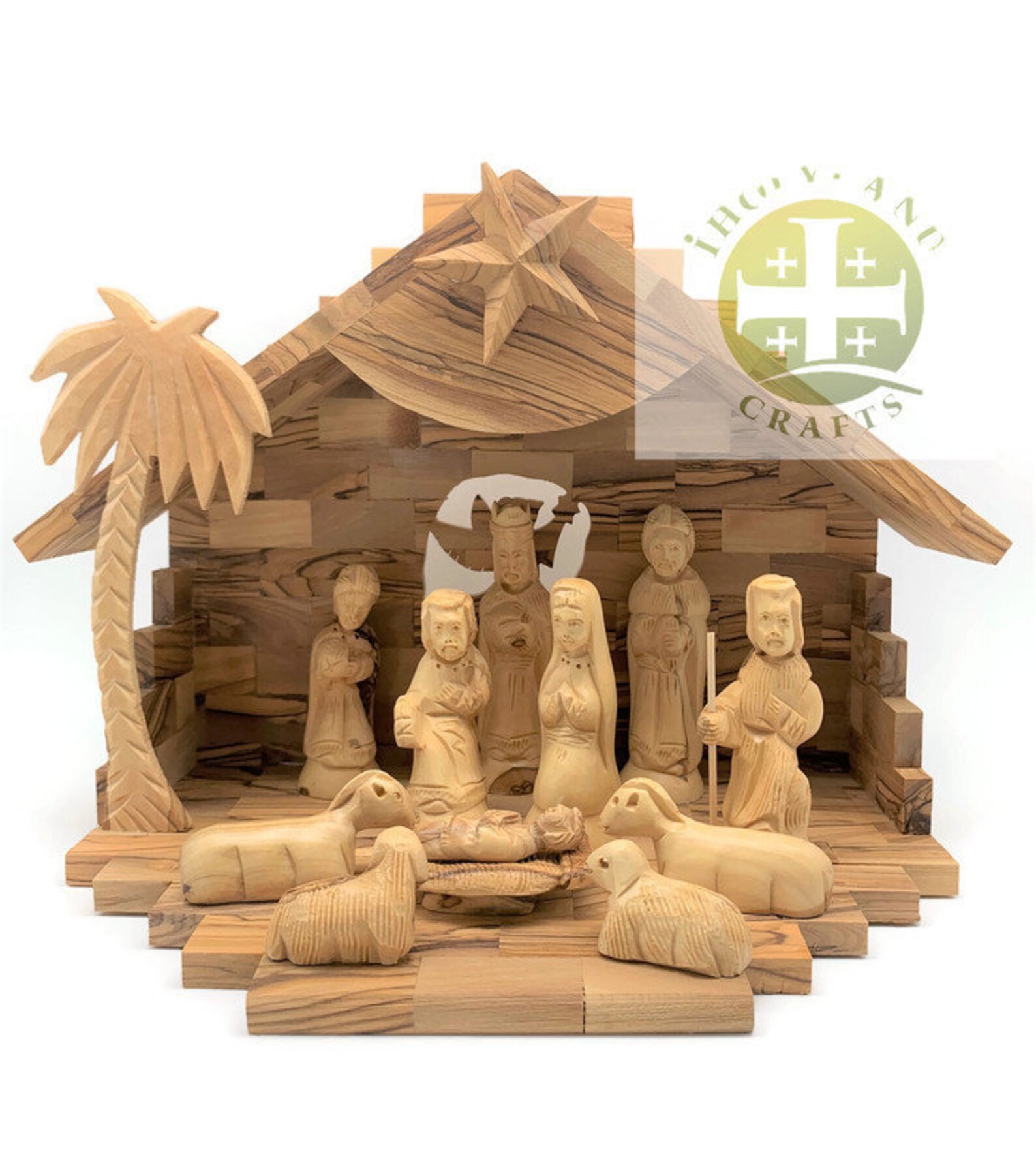 Hand Carved Olive Wood Holy Family Set consist of 12 pieces Etsy