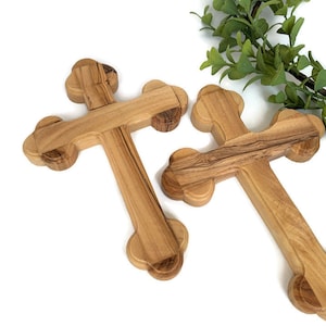 Olive Wood Cross Wooden Cross for Wall Decor Crosses , Crucifix Gift , Cross for Baptism and Christening Gifts from Godparents