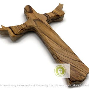 Resurrection Cross , Hand Carved Olive Wood Crucifix , Wooden Easter Cross Wall Decor , Religious Easter Gifts , Holy Land Crafts