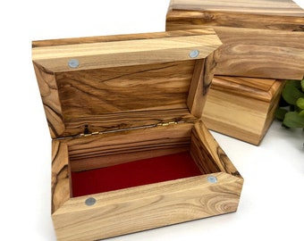 Olivenholz Box , Rosenkranz Box, Erstkommunion Box , Taufe Box , Religiöse Holz Aufbewahrungsbox Handgemacht , Gott Kind Geschenk Taufe