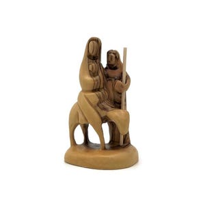 Flight into Egypt Statue , Olive wood Mary and Joseph and Donkey , Catholic Gifts for Home Decor, Religious Gifts , Holy Family Statue